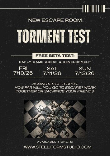 Torment Beta Test Escape Room poster