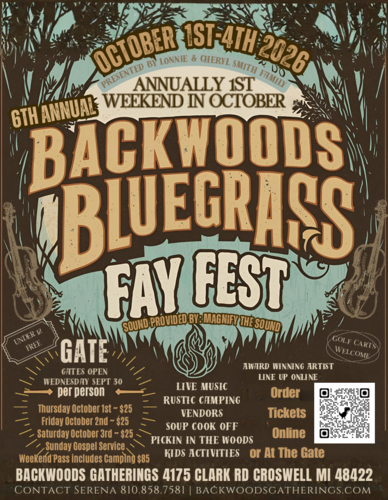 Backwoods Bluegrass Fay Fest 2026 poster