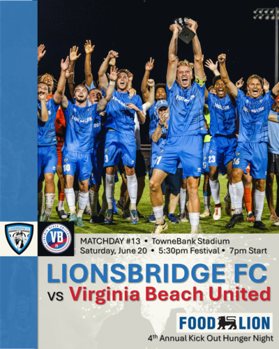Lionsbridge FC vs Virginia Beach United (June 20, 2026) poster