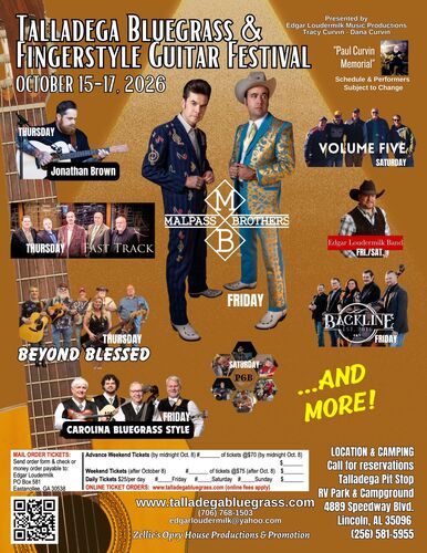2026 Talladega Bluegrass & Fingerstyle Guitar Festival poster